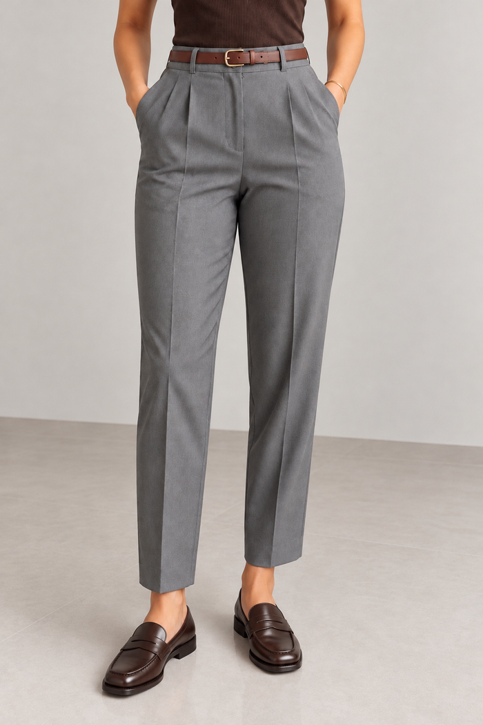 Pantalon Tailleur à Pinces Taille Haute